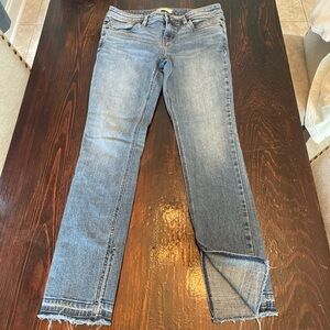 Free People Blue Skinny Jeans with Distressed Details